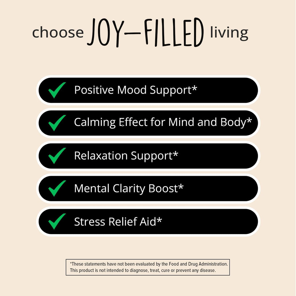 Joy-Filled Mood Support Supplement - 7 Herb Complex w/St. Johns Wort (180 Ct) | Rhodiola Rosea, Eleuthero, Ashwagandha | Stress Relief – Helps Calm The Mind & Body | 100% Plant-Based Happy Pills