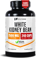 Healthfare White Kidney Bean Extract 7500mg | 240 Vegan Capsules | Extra Strength Concentrated Formula | Herbal Supplement for Carb & Digestion Support | Non-GMO, Gluten-Free | Made in USA
