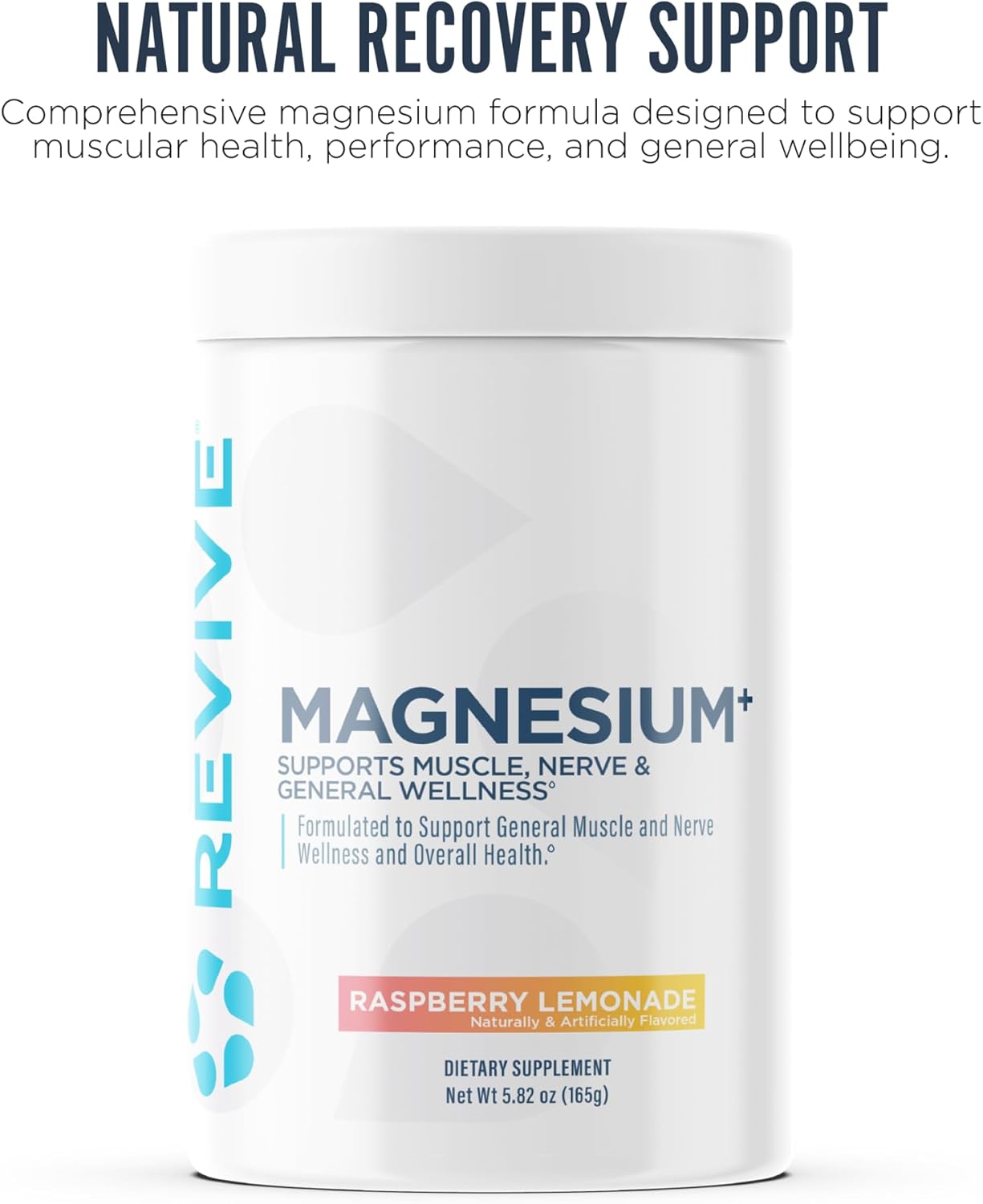 Revive MD Magnesium Powder Supplement - Magnesium Carbonate & Taurate Powder Drink Supports Healthy Bones, Muscles, & Nerves - Vegan-Friendly, Gluten-Free & Soy-Free (Raspberry Lemonade, 30 Servings)