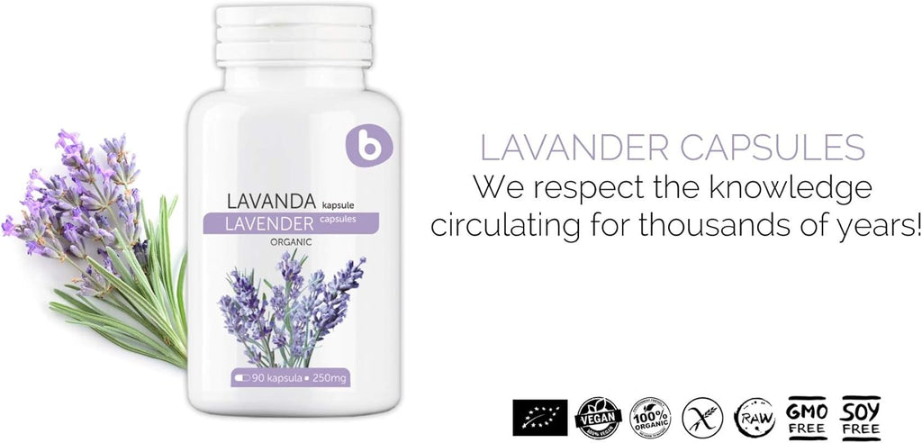Organic Lavender Capsules - Lavender Pills for Relaxation and Balance - Supports Calm Mind and Body - Natural Supplement - Non-GMO, Gluten-Free – 90 Vegan Capsules
