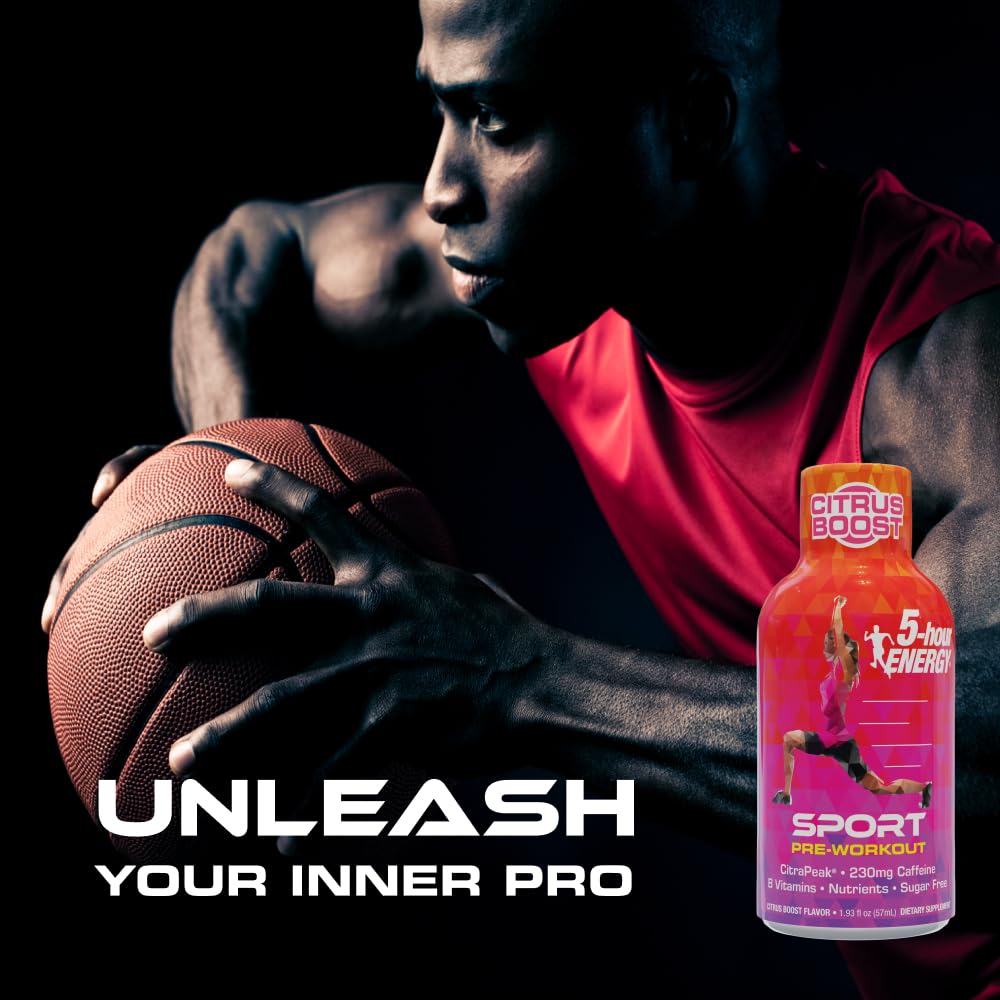 5-Hour Energy Extra Strength Sport Shots with Citrapeak, Citrus Boost Flavor, Pre-Workout 24 Count (1.93 fl oz)