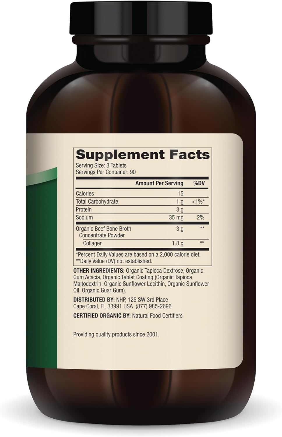 Dr. Mercola Organic Bone Broth Collagen, 90 Servings (270 Tablets), Organically Raised Grass-Fed Beef, Dietary Supplement, Supports Bone and Joint Comfort, USDA Organic, Non-GMO