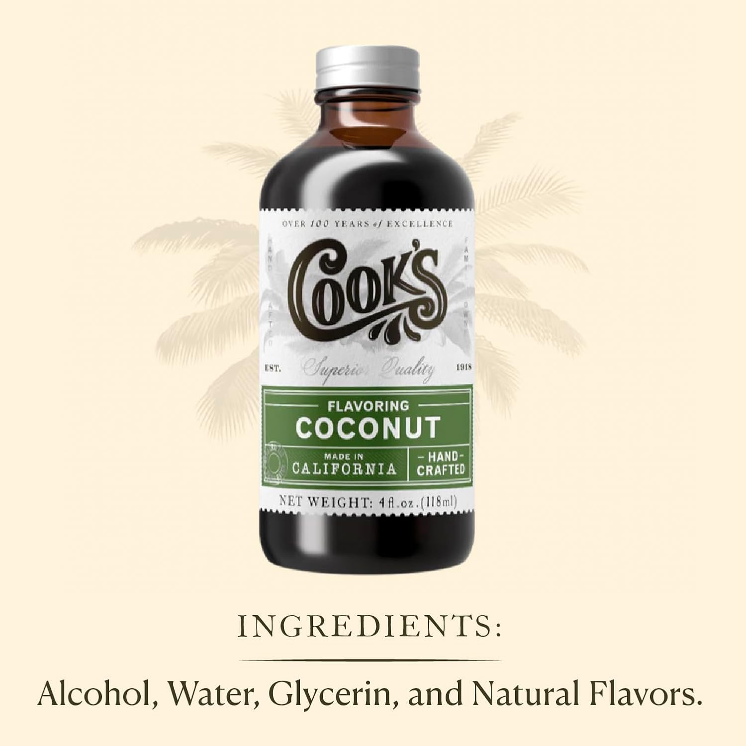 Cook's, Coconut Flavoring for Cakes, Cookies, Pastries, Ice Creams, Smoothies, 32 oz