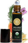 Silk Road Organic Wellness Essential Oil Vitality Blend Roll On - 100% Pure USDA Certified Frankincense, Cypress, Cedarwood, Clary Sage, Orange - Thrive Naturally, 10 ml Roller
