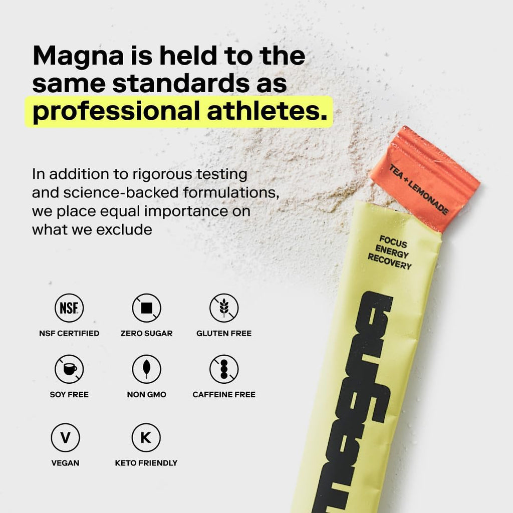 MAGNA Electrolytes Powder Drink Mix for Hydration, Energy & Focus Support with Magnesium L Threonate, Malate & Glycinate, Sodium, Potassium, Vitamin D, B6 & B12, Apple Juice Flavor, 28 Servings