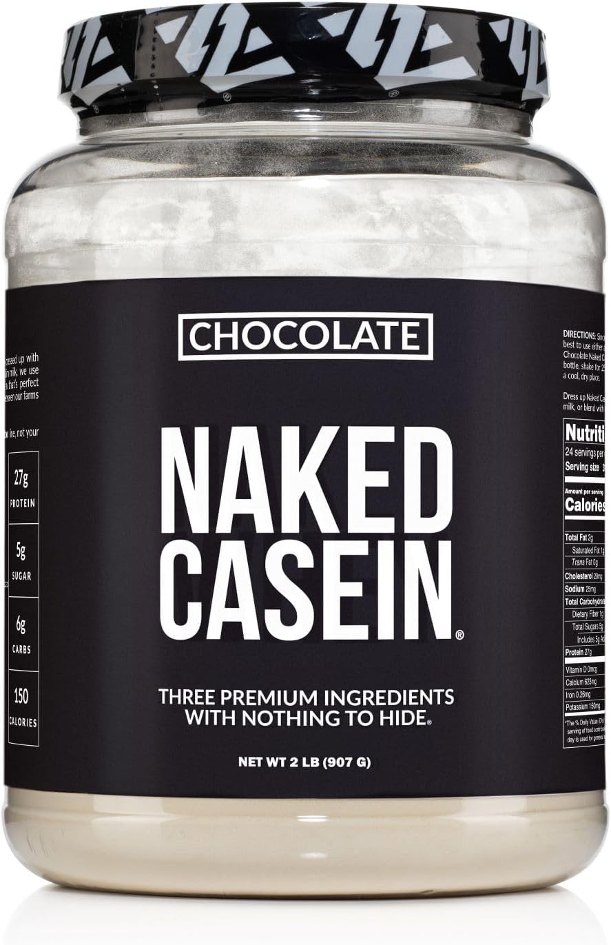 NAKED Casein - 2Lb Micellar Chocolate Casein Protein - Bulk, GMO-Free, Gluten Free, Soy Free, Preservative Free - Stimulate Muscle Growth - Enhance Recovery - 24 Servings
