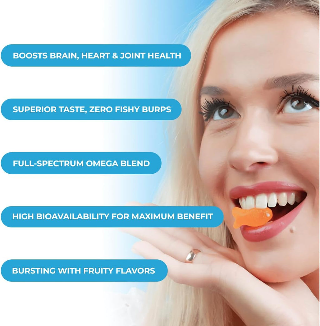 Omega 3 Gummies for Kids with Flaxseed Oil (Omega 3, 6, 9) | Brain Health, Focus & Eye Support Supplements for Children | Non GMO, Gluten Free Gummy Vitamin for Teens Heath | Orange Flavor -50ct