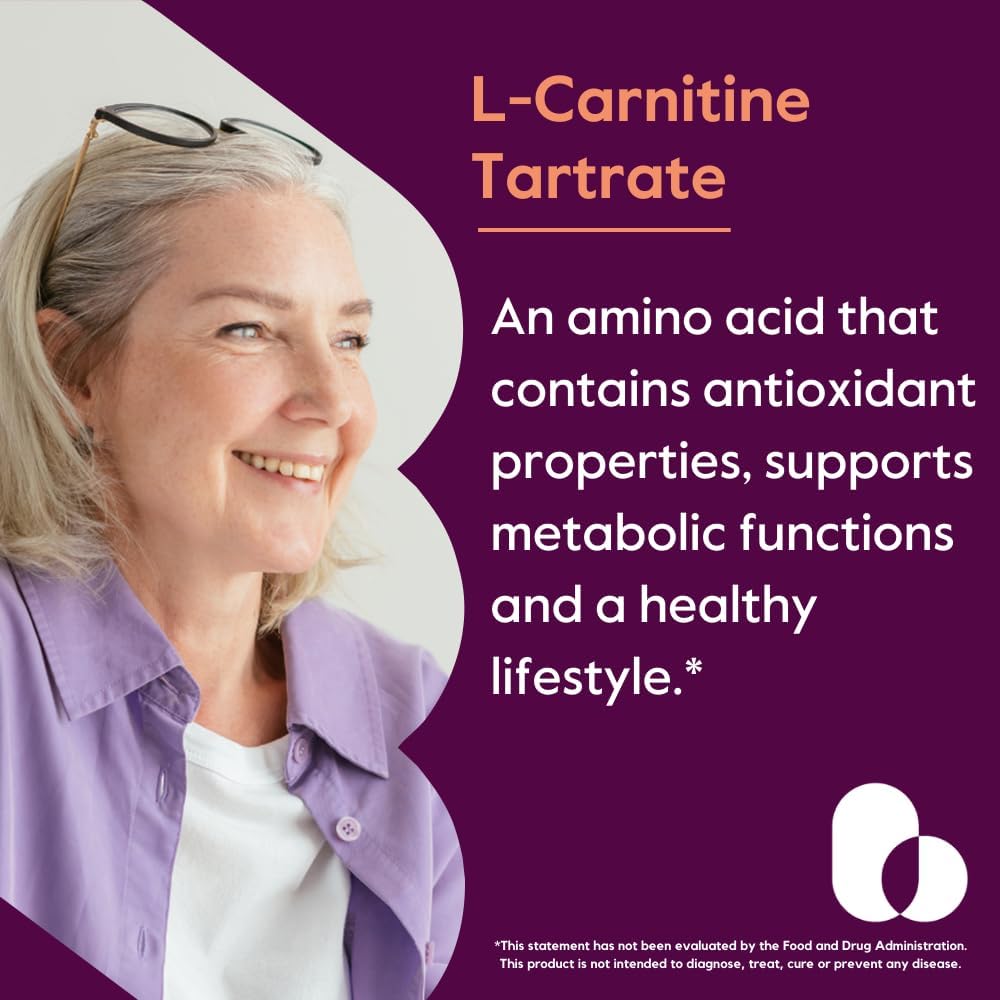 BESTVITE L-Carnitine Tartrate 500mg per Capsule (240 Capsules)(120x2) - No Stearates - Non GMO - Gluten Free