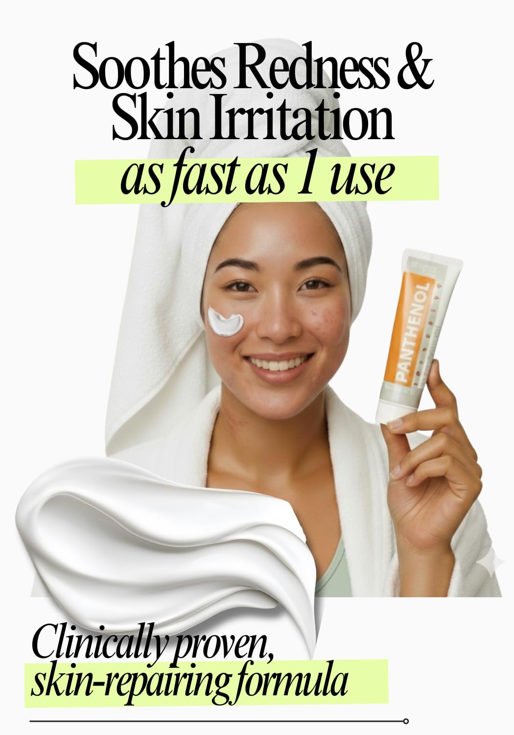 9% Intensive Panthenol Cream with Aloe Vera & Hyaluronic Acid | Deep Moisturizing, After Sun & Tattoo Care, Hair Transplant for All Skin Types | 3.4 Oz/ 100 Ml