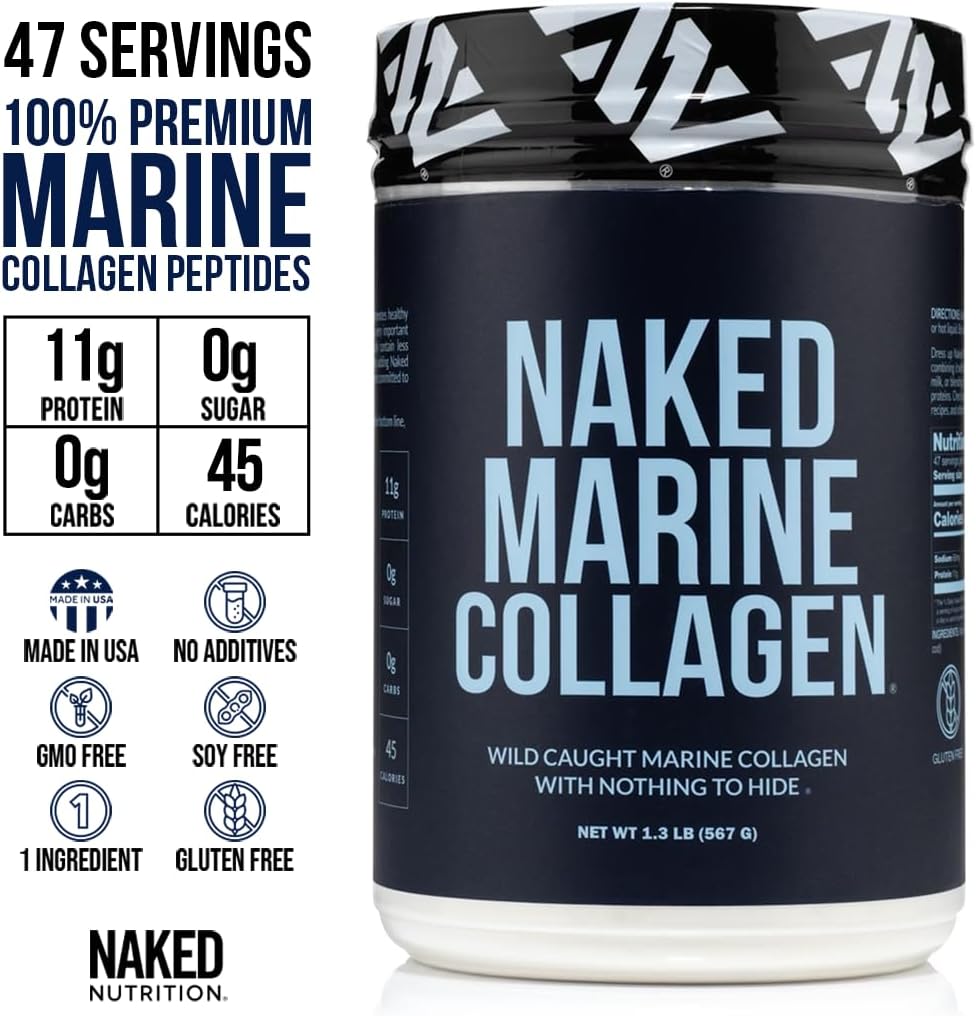 NAKED Marine Collagen Peptides Protein Powder - Unflavored - from Wild Caught Cod - Paleo Friendly, Non-GMO, Soy-Free, Gluten-Free - 47 Servings