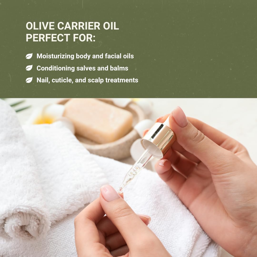 Olive Oil - 100% Pure Cold Pressed Natural Olive Oil (Aceite de Oliva) for Essential Oils Dilution, Massage & Skincare - Premium Grade (16oz)