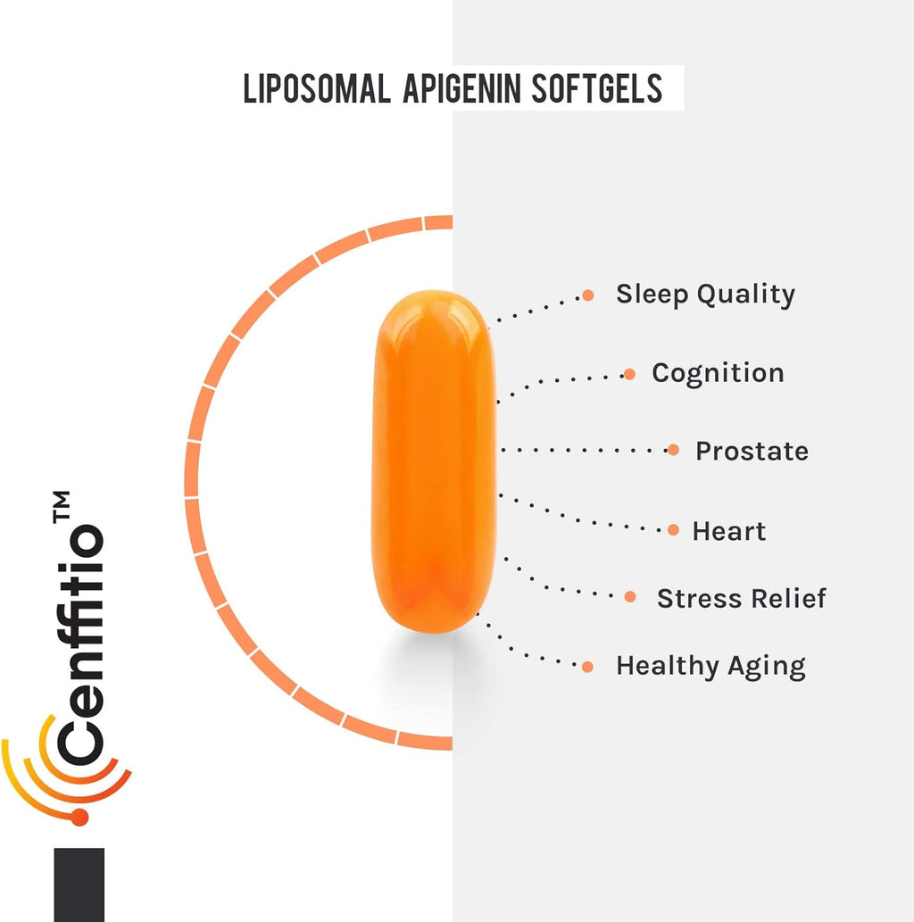 Liposomal apigenin 500mg Softgels - Optimal Apigenin Supplement with Fisetin, Quercetin and Theaflavins (60 Count (Pack of 1))