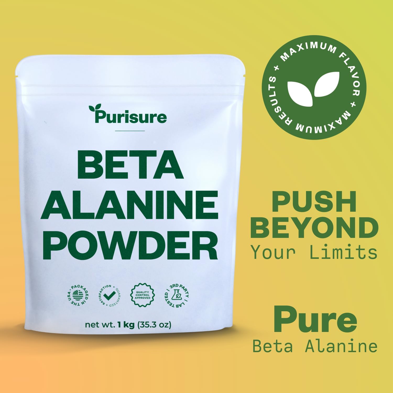 Beta Alanine Powder 1kg, Pure Beta Alanine Pre-Workout Supplement for Sustained Energy, Beta Alanine Pre Workout Powder for Men and Women, Alanine Supplement for Endurance, 1,334 Servings