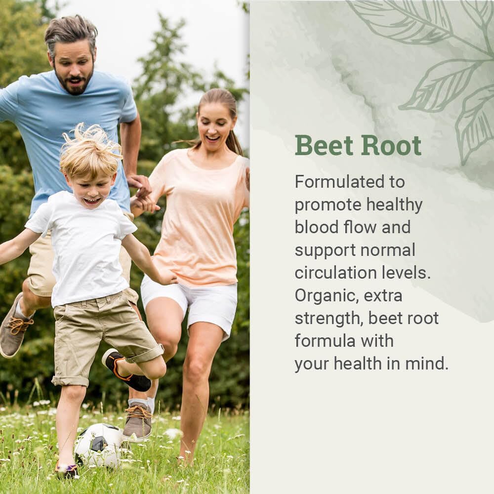 Organic Beet Root Capsules 1200 mg - Beet Root Powder & Juice Blend Supplement for High Blood Pressure and Circulation, Blood Flow Supplement for Men and Women - 120 Capsules