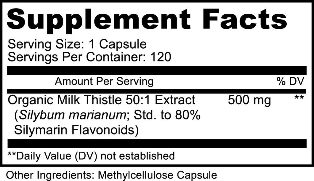 PURELY beneficial Organic Milk Thistle Capsules, 50:1 Milk Thistle Extract, Silybum Marianum 25000 mg Strength, Liver Cleanse & Antioxidant Support, 120 Veg Capsules, Vegan & Non-GMO