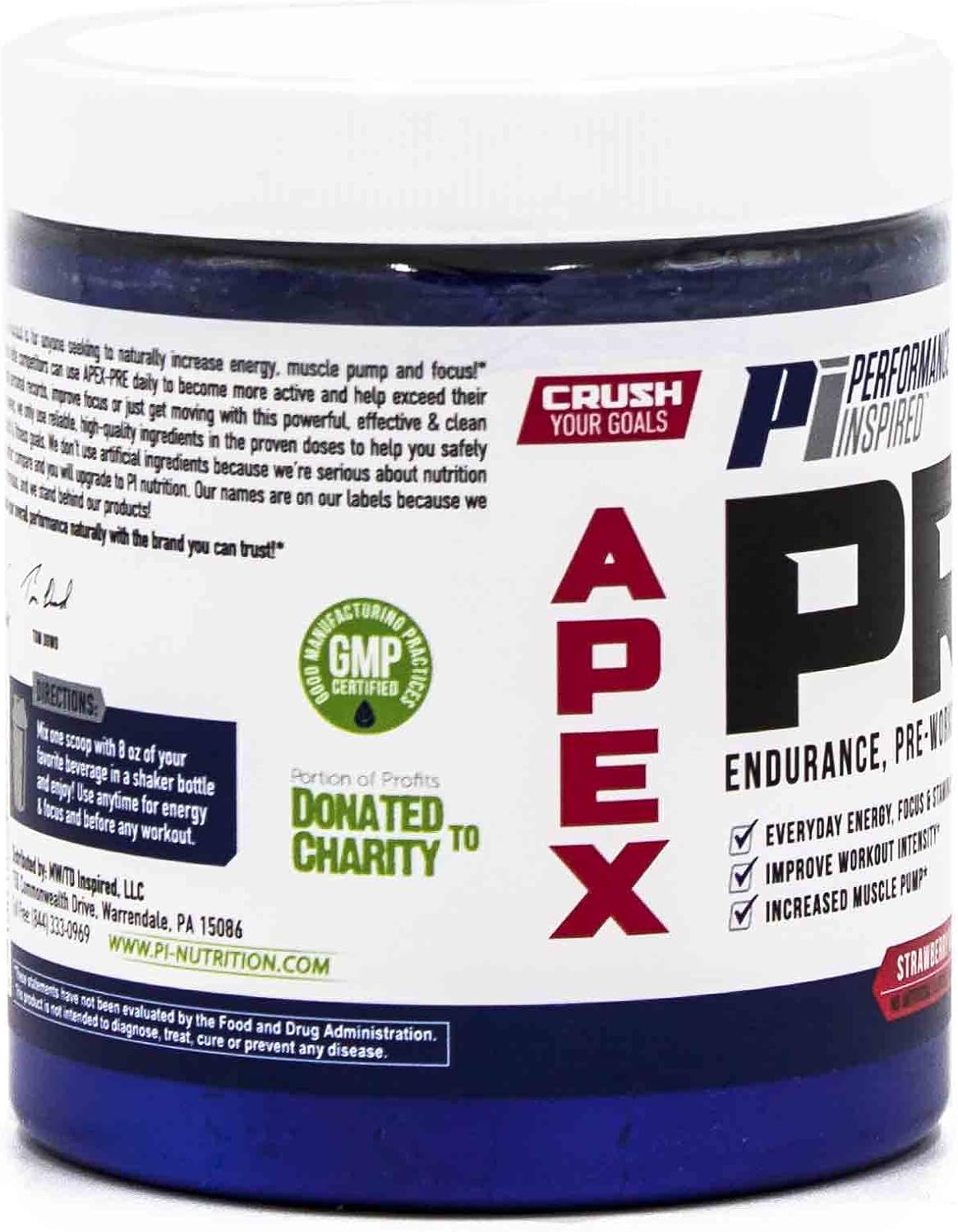 PERFORMANCE INSPIRED Nutrition - APEX Pre Workout Powder - Increase Energy & Endurance - Caffeine - Beta Alanine - All Natural - Vegan Formula - Strawberry Kiwi
