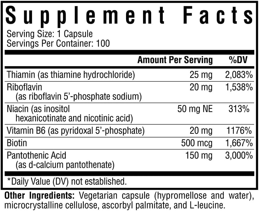 Seeking Health B-Minus, Vitamin B Complex to Support Methylation, MTHFR Support, Methyl-Free, Niacin, Biotin Supplement for Women, Vegetarian Capsules (100 Capsules)*