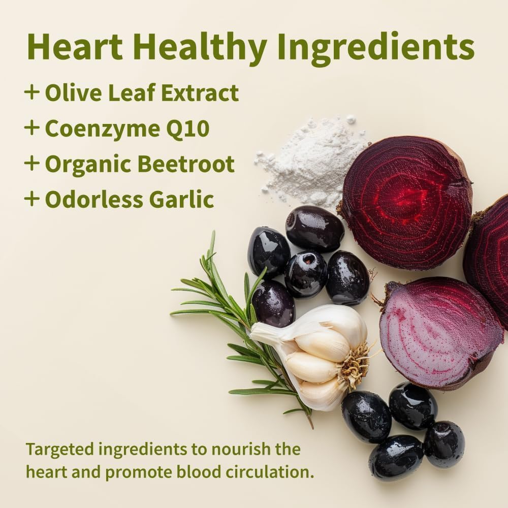 Snap Supplements Heart Health Support Supplement with Coq10, Organic Beet Root Powder, Hawthorn Berry, Turmeric and Odorless Garlic, Supports Nitric Oxide Level, Circulation and Flow, 90 Capsules
