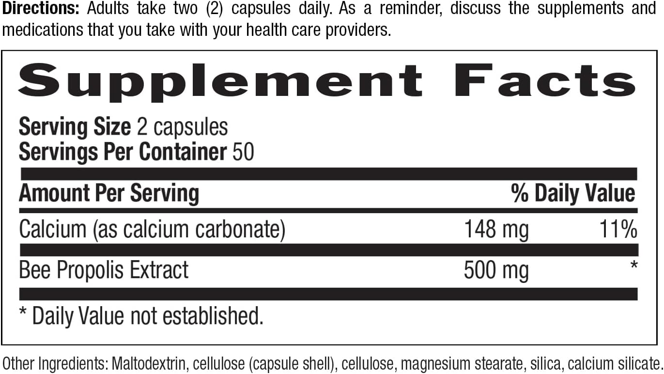 Country Life - Pure Bee Propolis Caps, 500 mg - 100 Vegetarian Capsules