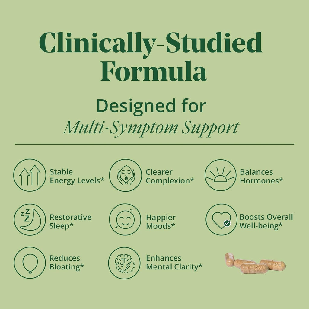Semaine Daily Hormone Balance – Clearer Skin, Enhanced Moods, Deeper Sleep & Happier Hormones. Hormone-Free, Vegan Capsule, Multi-Symptom Support (60 ct)