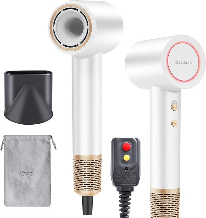 Fast Drying Hair Dryer, UP 160,000 RPM High-Speed 500M Negative Ions Brushless Blow Dryer for Shine & Frizz-Free Hair, Intelligent Thermo-Control, Lightweight Quiet Dryer with Nozzle