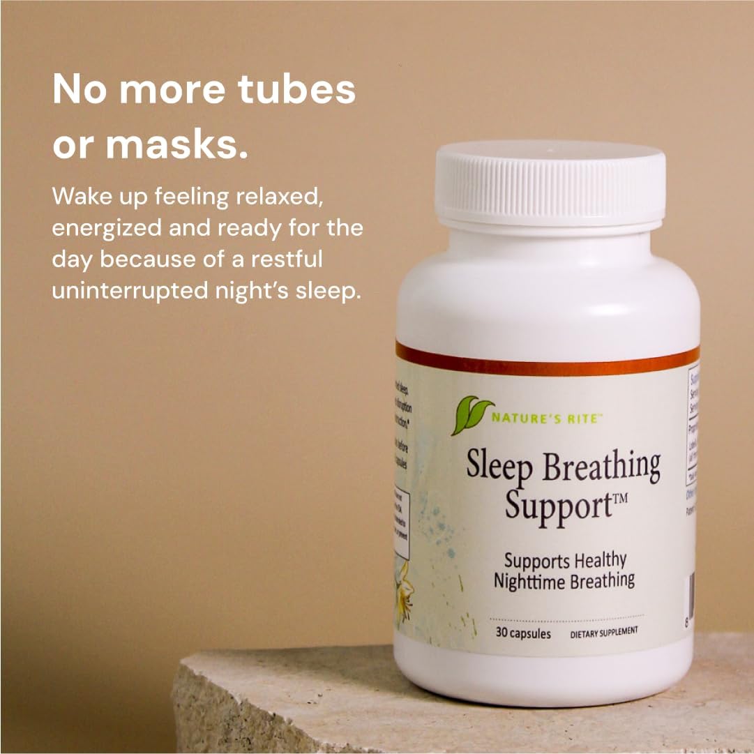 Nature's Rite Sleep Breathing Support - Natural Assistance for Better Sleep, Improve Breathing Pattern, 30 Capsules, All-Natural Herbal Ingredients, Made in USA