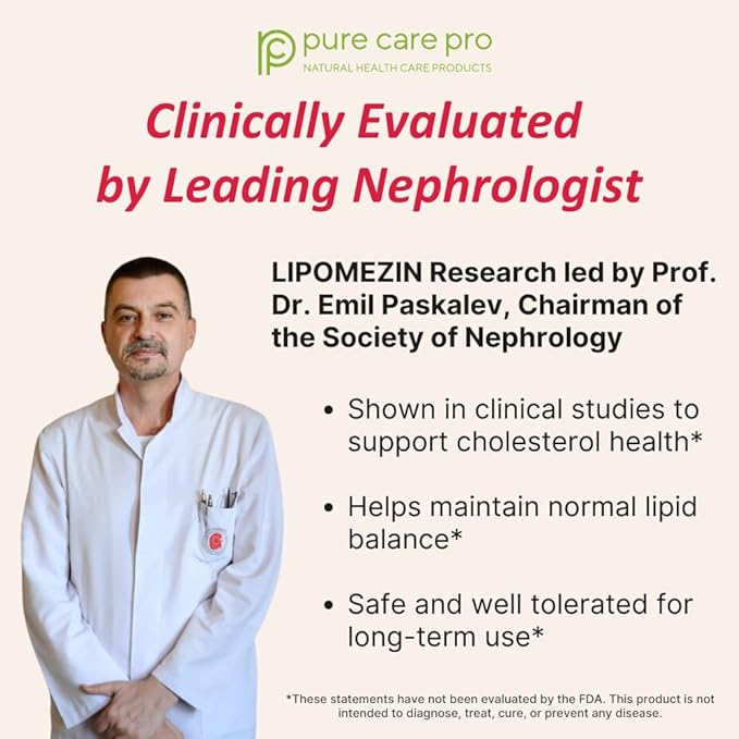 Pure Care Pro Synergistic Cholesterol Support Blend: Red Yeast Rice, Policosanol, Grape Seed & Lespedeza – 60 Vegetarian Capsules