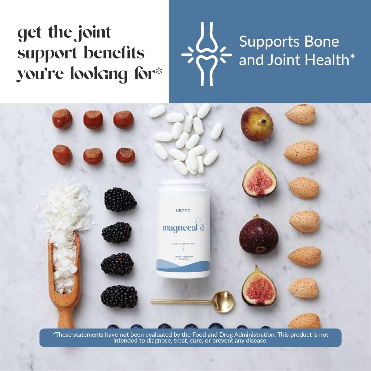 USANA - MagneCal D - Balanced Magnesium & Calcium with Vitamin D to Support Bone Health, Strength & Function for Optimal Wellness - 112 Tablets