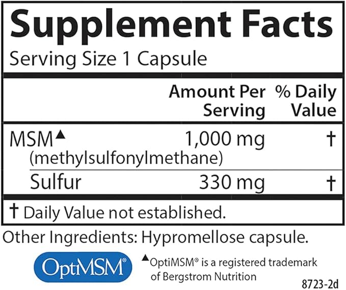Carlson - M-S-M Sulfur, 1000 mg - Superior Bioavailability, Joint Function, Connective Tissue Support & Healthy Skin, 300 Vegetarian Capsules