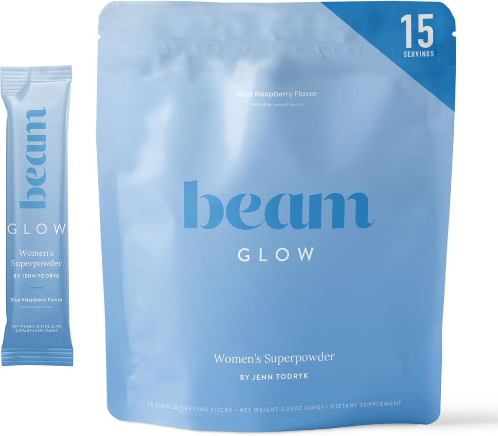 Beam Glow, Hormone Balance for Women, Cortisol Support for Women, Thyroid Support Powder with Selenium, Bromelain and Chasteberry, PMS Relief, Hair Skin & Nails, Health and Wellness Gift, 15 Servings