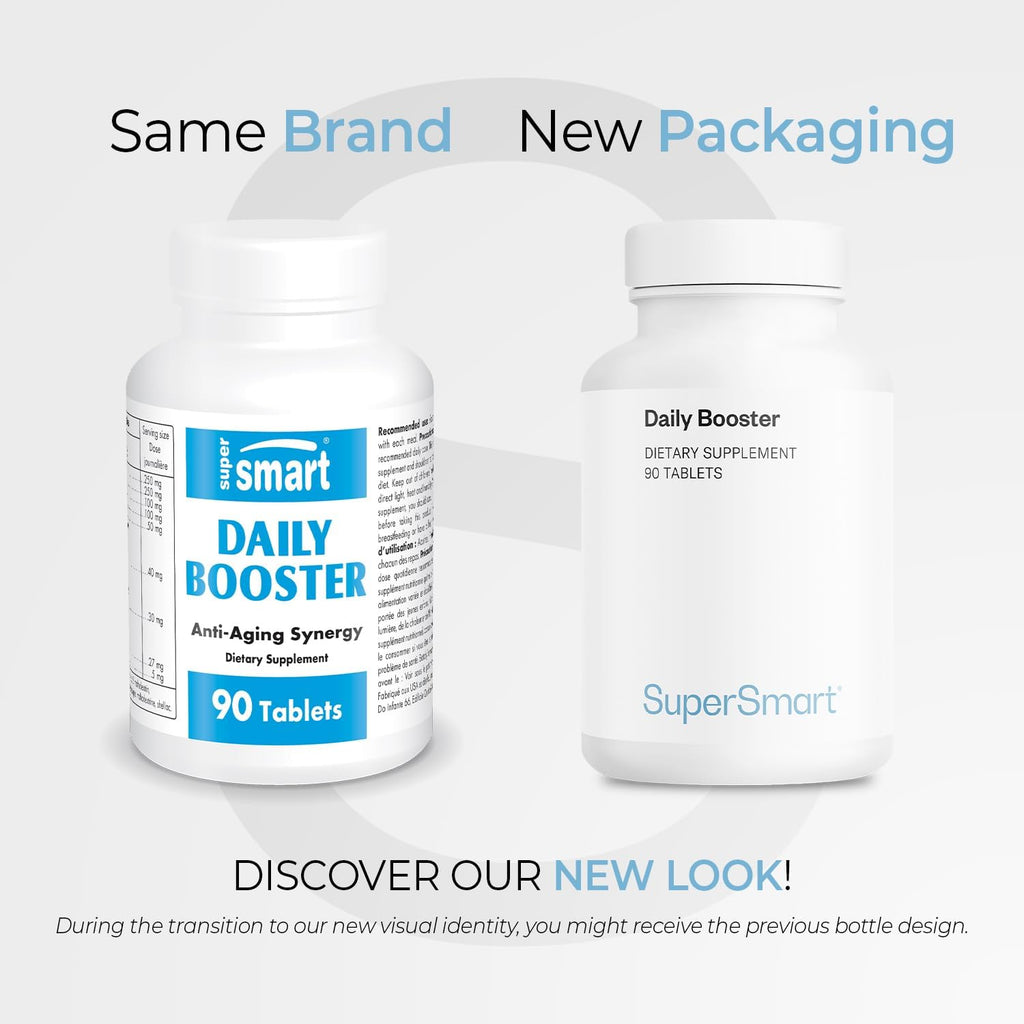 SUPERSMART - Daily Booster - with PQQ, Acetyl L-Carnitine & R-Lipoic Acid - Boost Your Daily Multivitamin Supplement | Non-GMO & Gluten Free - 90 Tablets