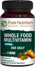 Pure Nutrition Whole Food Multivitamins for Men | 60 Tabs | One-A-Day | 100% RDA | 24 Natural Vitamins and Minerals | All Natural Plant Based Men's Multivitamin | 2 Months Supply