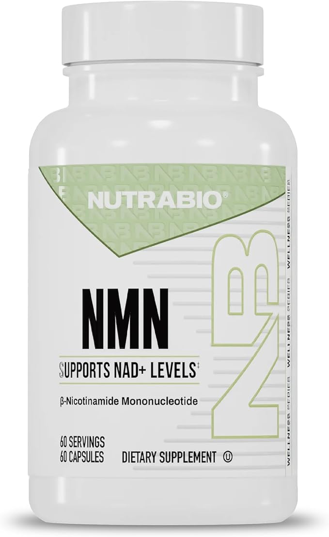 NutraBio NMN - NAD Supplement, Longevity Support, Boost NAD Levels, Increase Cellular Energy, Brain Health, Healthy Aging- 60 Servings- 60 Capsules
