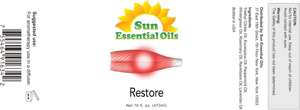 Sun Essential Oils Deep Muscle Ease Blend Essential Oil 16oz for Aromatherapy Diffuser, and Muscle Ease