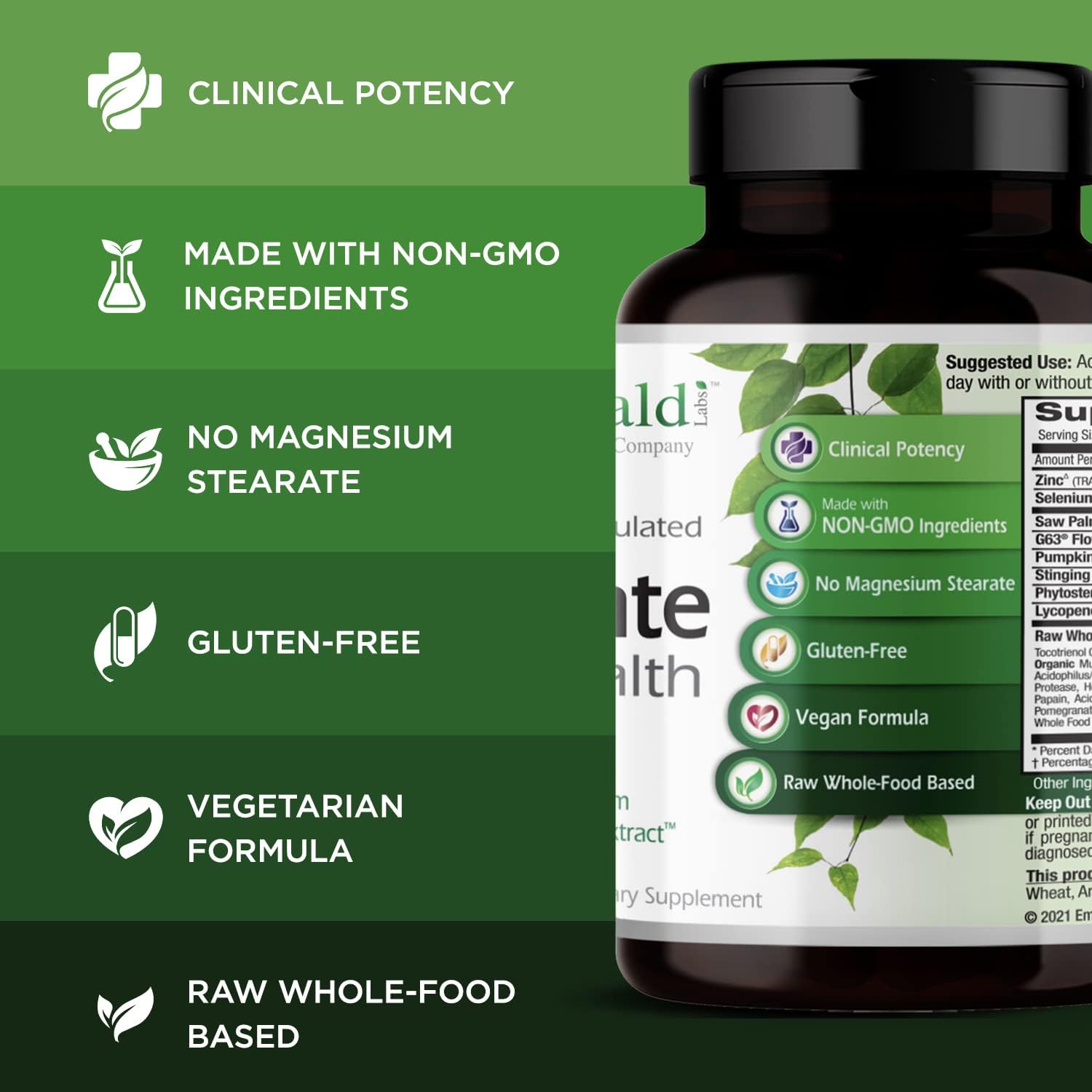 EMERALD LABS Prostate Health - Prostate Support Supplement with Saw Palmetto, Lycopene, Stinging Nettle & More* - Vegan & Gluten-Free - 90 Vegetable Capsules (30-Day Supply)