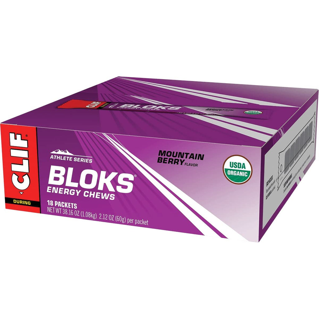 CLIF BLOKS - Mountain Berry Flavor - Energy Chews - Non-GMO - Plant Based - Fast Fuel for Cycling and Running - Quick Carbohydrates and Electrolytes - 2.12 oz. (18 Count)