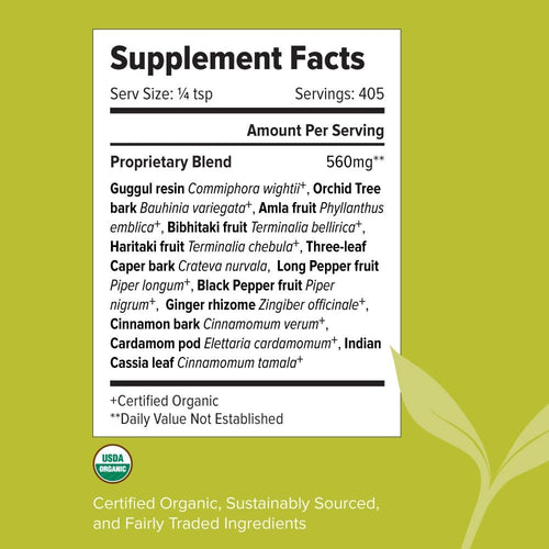 Banyan Botanicals Organic Kanchanar Guggulu Powder – Traditional Ayurvedic Guggulu Formula – Ayurvedic Herbs for Healthy Elimination of Natural Toxins* – ½ lb. – Non-GMO Sustainably Sourced Vegan