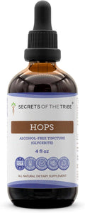 Secrets of the Tribe Hops Tincture Alcohol-Free Liquid Extract, Hops (Humulus Lupulus) Dried Flower (4 FL OZ)