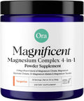 Ora Organic Magnificent, Magnesium Complex Powder for Sleep, Stress, Muscle Recovery, Brain & Heart Support, 4-in-1 Magnesium Glycinate, Citrate, Malate, & Taurate, Vegan, Gluten-Free, Non-GMO, 30Serv