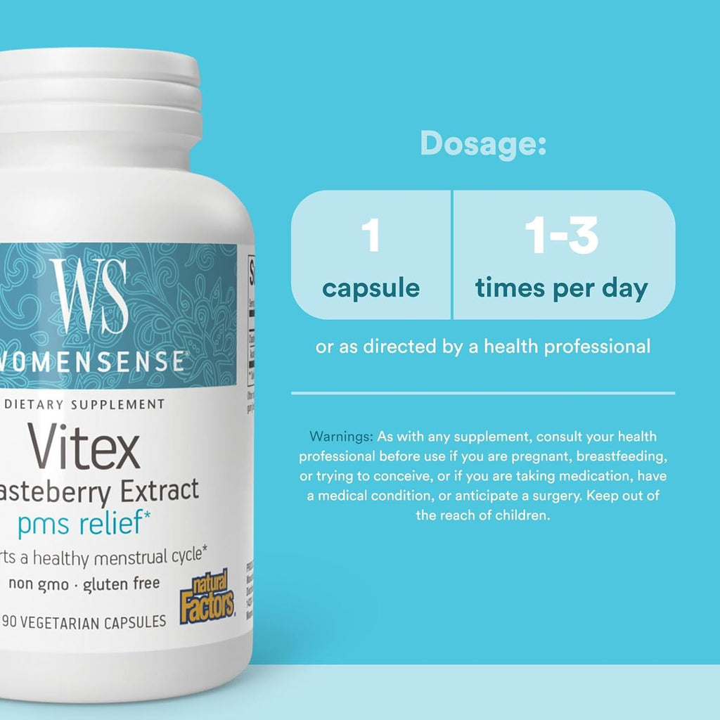 WomenSense by Natural Factors, Vitex Chasteberry Extract, Helps Sooth Symptoms of PMS and Menopause, 90 capsules (90 servings)