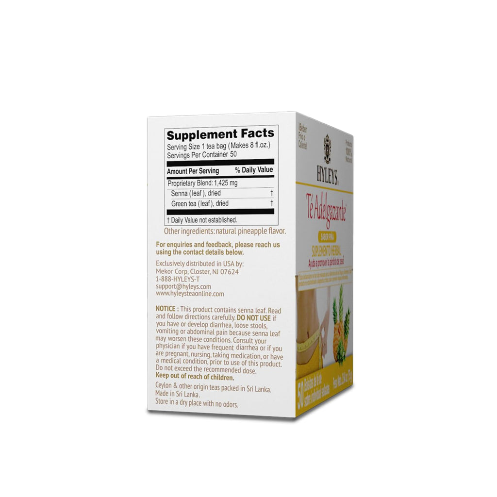 Hyleys Slim Tea Weight Loss Herbal Supplement with Pineapple - Cleanse and Detox - 50 Tea Bags (1 Pack)