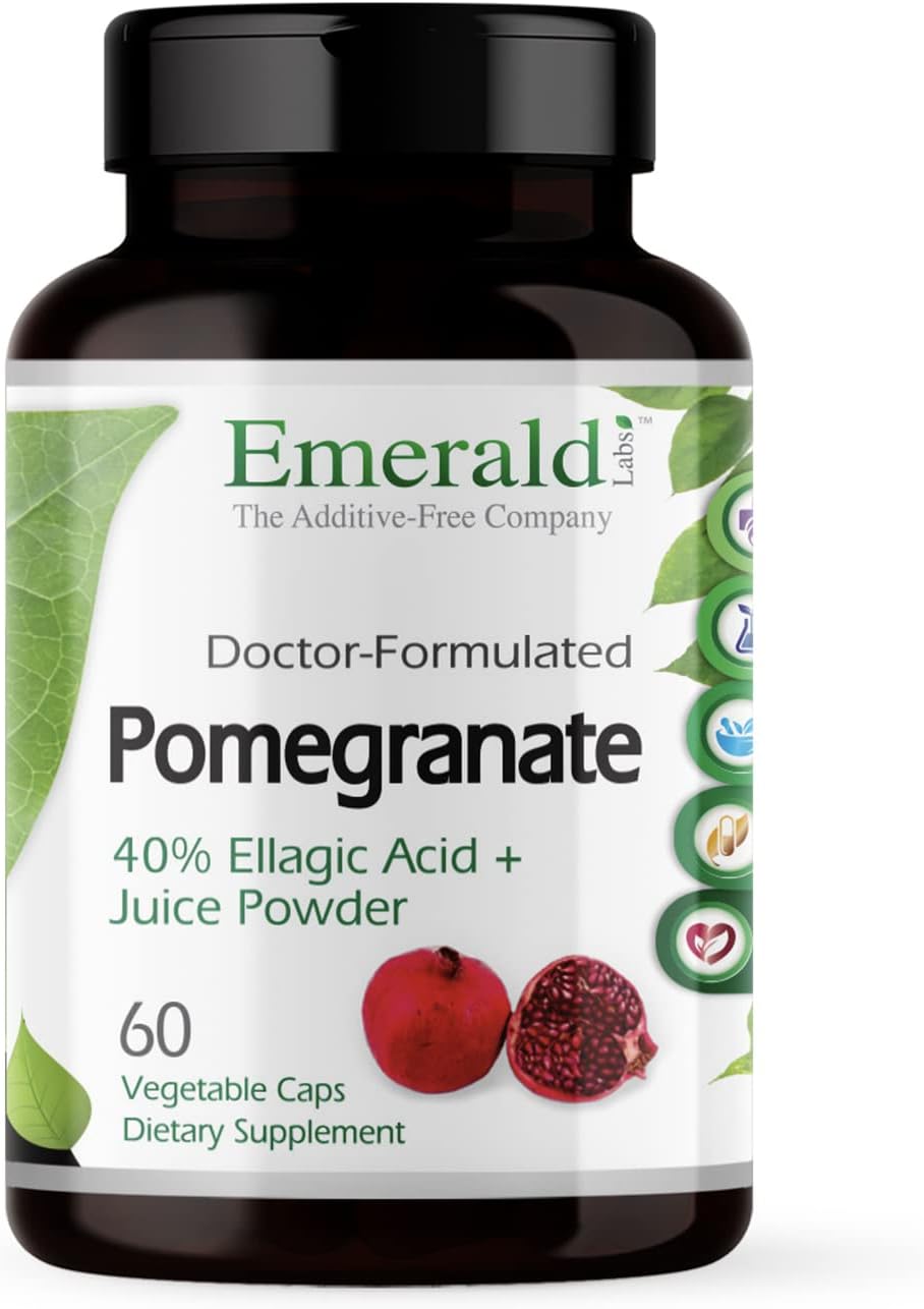 Emerald Labs Pomegranate Extract - Pomegranate Extract (40% Ellagic Acid) & Pomegranate Juice Powder for Immune Response & Heart Support* - 60 Vegetable Capsules (30-Day Supply)