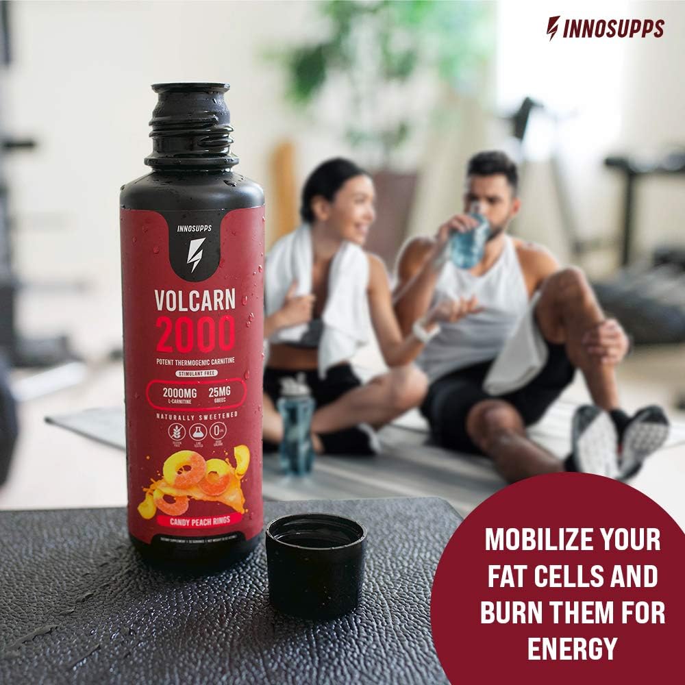 InnoSupps Volcarn 2000 - L-CARNITINE Advanced Energy Liquid | ATP Enhancer with GBEEC | Boosts Energy, Enhances Focus, Caffeine Free, No Artificial Sweeteners | 32 Servings (Tropical Blast)
