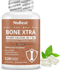NuBest Bone Xtra - Plant Based Bone Strength, Strontium Boost with Strontium Citrate, Calcium, Magnesium from Marine Algae, Phosphorus, Vitamin C, K2, D3 | Maximum Calcium Absorption | 1 Month Supply