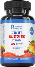 Premier Research Labs FruitBuddies Kids Probiotic Gummies - Probiotics for Kids, Toddler Probiotic Vitamin with Fiber for Digestive Health, Children's Gut Health, Immune Support - 60 Vegan Gummies