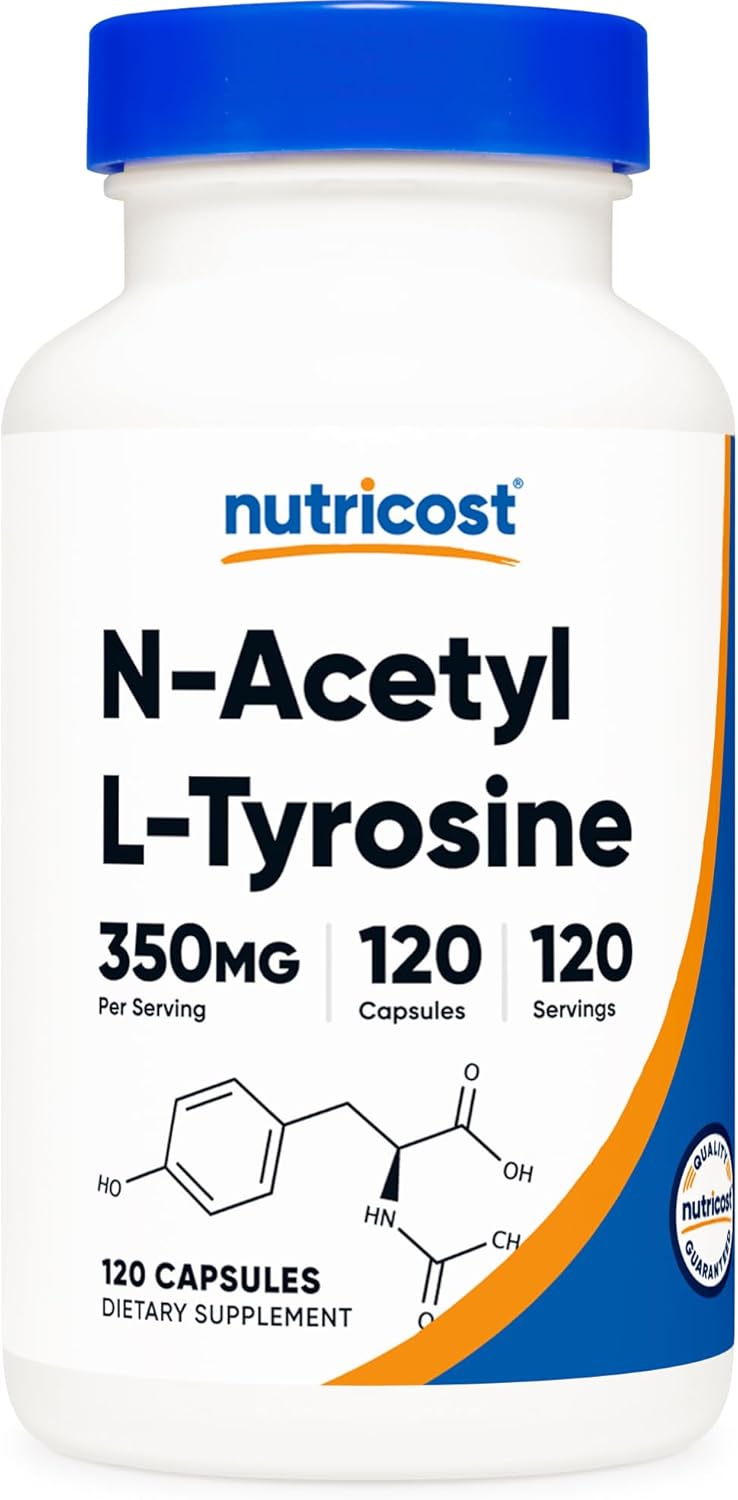 Nutricost N-Acetyl L-Tyrosine (NALT) 350mg, 120 Capsules (2 Bottles) - Gluten Free, Non-GMO