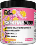 Evlution Nutrition Creatine 5000 - Supports Faster Recovery, Lean Muscle Growth & Performance - Pre & Post Workout Powder - 5000mg Pure Creatine Monohydrate Per Serving - 40 Servings - Pink Lemonade