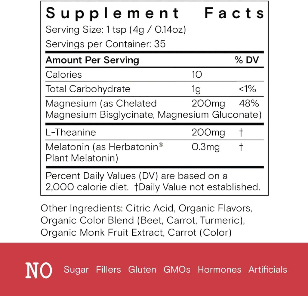 Moon Juice - Sleepy Magnesi-Om, Cherry - Jar (35 Servings) - Sleep Support Aid - Plant Based Melatonin, Magnesium & L-Theanine - 3rd Party Tested - 100% Traceable - Glass Jar - Vegan, Non GMO - 4.2oz