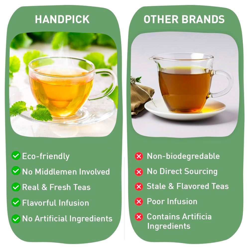 HANDPICK, Peppermint Tea, Eco-Conscious Tea Bags - 100 Count | Caffeine Free, Non-GMO | Minty, Fresh & Cool flavor | Direct From Source