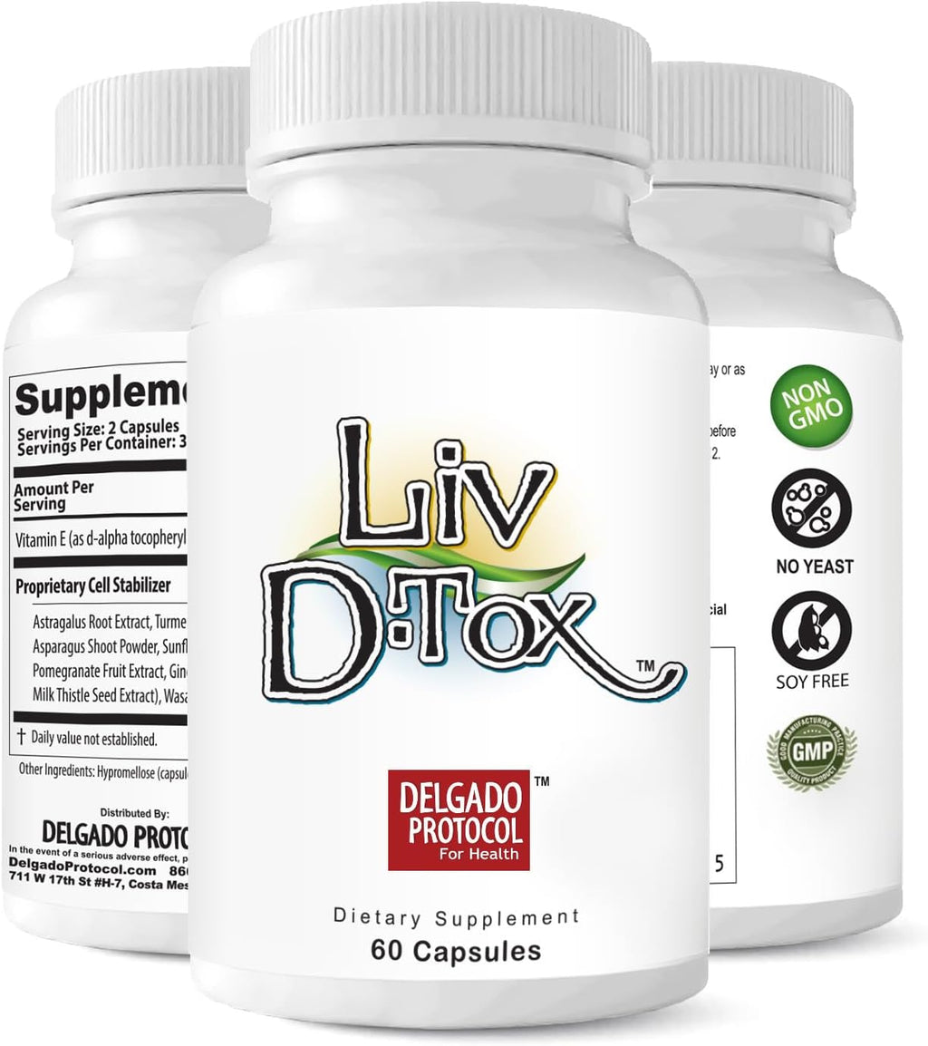 Liv D-Tox - 3-Pack 180 Capsules Total - Liver Detox and Cleanse Support Health Supplement, with Turmeric Root Extract, Milk Thistle, Astragalus, Wasabi Root, and Asparagus (3)